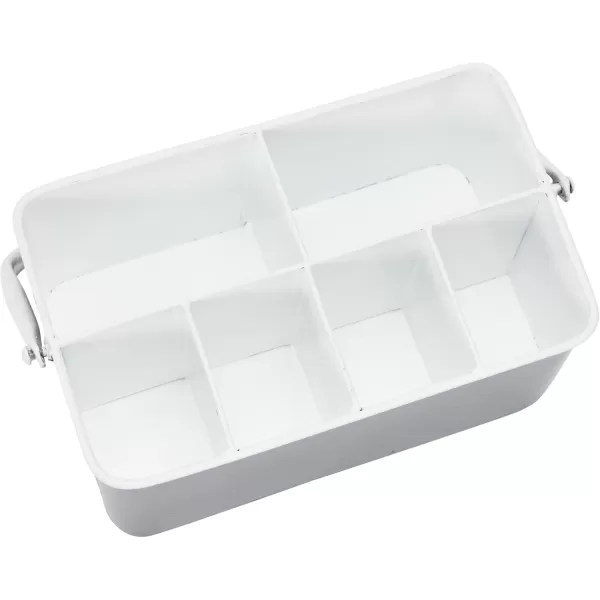Creative CoOp Distressed White Metal Caddy with 6 CompartmentsGrey