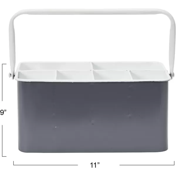 Creative CoOp Distressed White Metal Caddy with 6 CompartmentsGrey