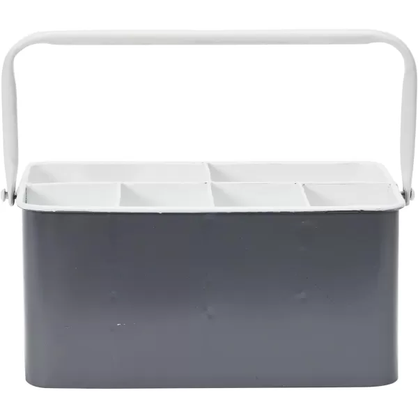 Creative CoOp Distressed White Metal Caddy with 6 CompartmentsGrey