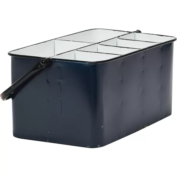 Creative CoOp Distressed White Metal Caddy with 6 CompartmentsNavy