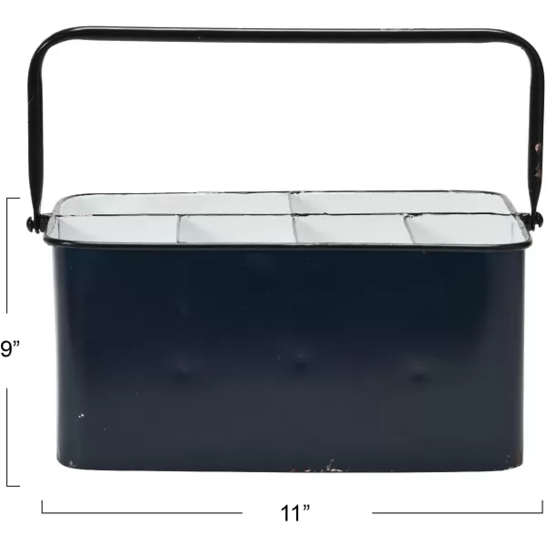 Creative CoOp Distressed White Metal Caddy with 6 CompartmentsNavy
