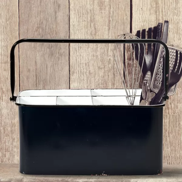 Creative CoOp Distressed White Metal Caddy with 6 CompartmentsNavy