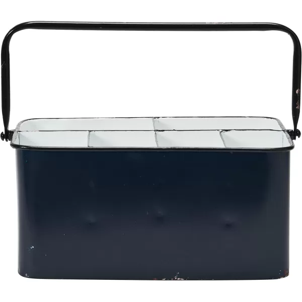 Creative CoOp Distressed White Metal Caddy with 6 CompartmentsNavy