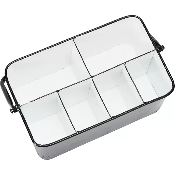 Creative CoOp Distressed White Metal Caddy with 6 CompartmentsNavy