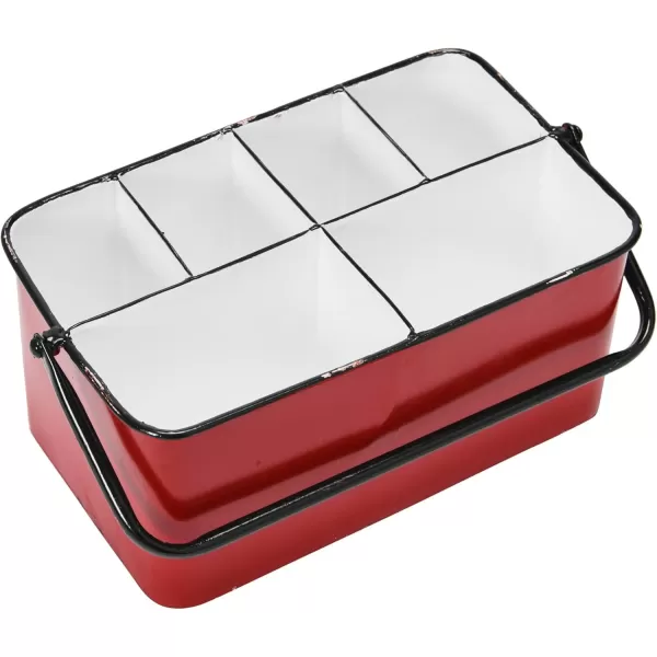 Creative CoOp Distressed White Metal Caddy with 6 CompartmentsRed