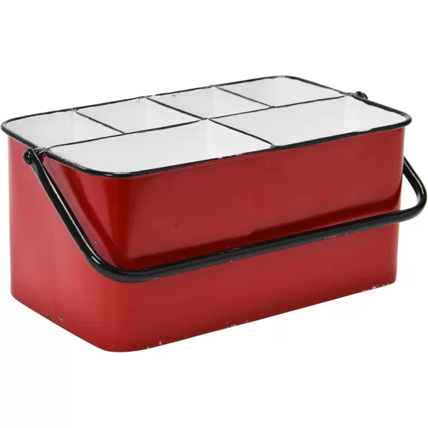 Creative CoOp Distressed White Metal Caddy with 6 CompartmentsRed