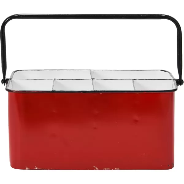 Creative CoOp Distressed White Metal Caddy with 6 CompartmentsRed