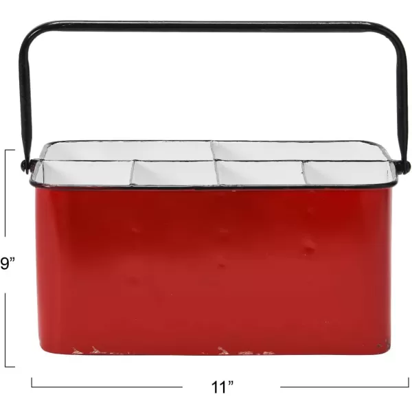 Creative CoOp Distressed White Metal Caddy with 6 CompartmentsRed