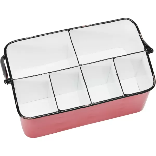Creative CoOp Distressed White Metal Caddy with 6 CompartmentsRed
