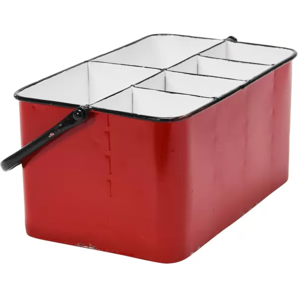 Creative CoOp Distressed White Metal Caddy with 6 CompartmentsRed