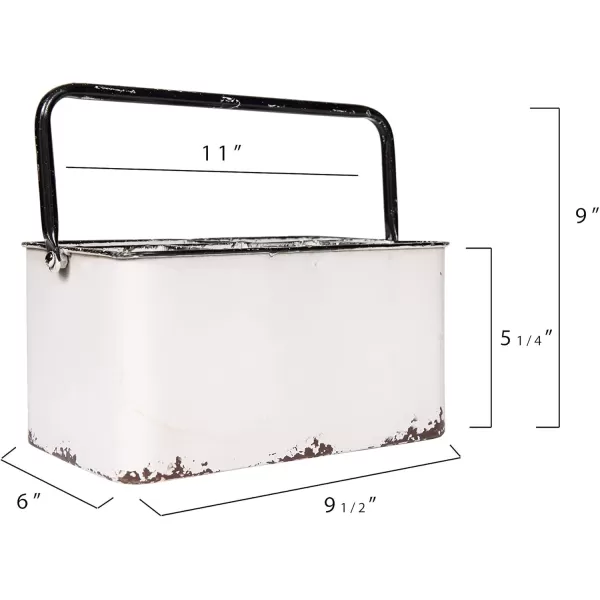 Creative CoOp Distressed White Metal Caddy with 6 CompartmentsWhite