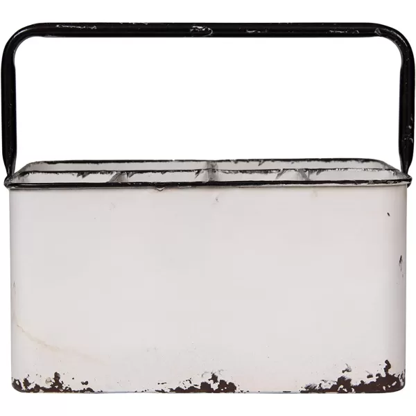 Creative CoOp Distressed White Metal Caddy with 6 CompartmentsWhite