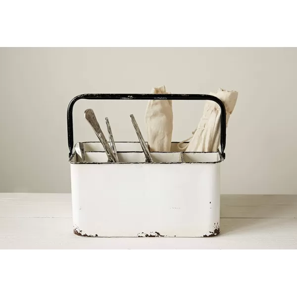 Creative CoOp Distressed White Metal Caddy with 6 CompartmentsWhite