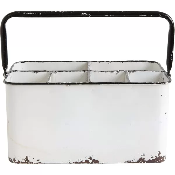 Creative CoOp Distressed White Metal Caddy with 6 CompartmentsWhite