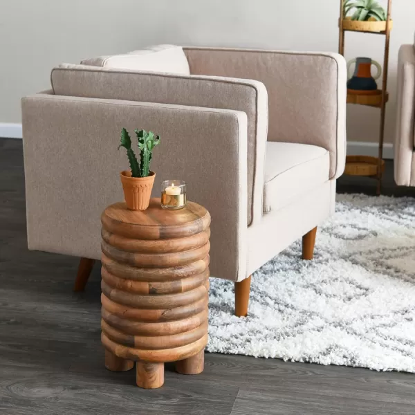 Creative CoOp Dossier VintageInspired Solid Wood Flat top for use Natural Finish StoolEnd TableNatural