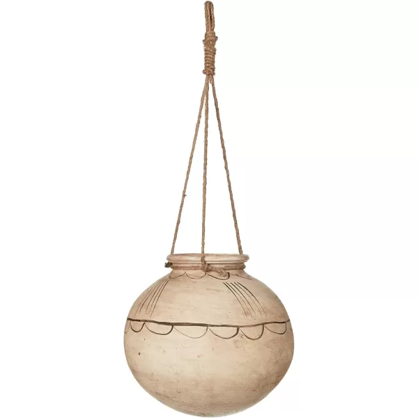 Creative CoOp Large Hanging Clay Pot with Jute Hanger Each one Will Vary15 Inch Round