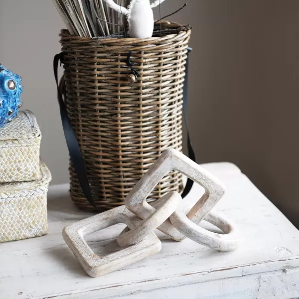 Creative CoOp Mango Wood Chain Dcor Whitewashed Natural