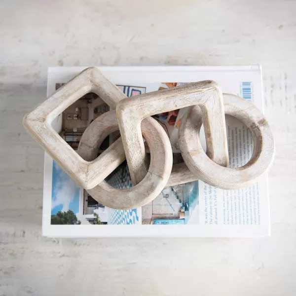 Creative CoOp Mango Wood Chain Dcor Whitewashed Natural