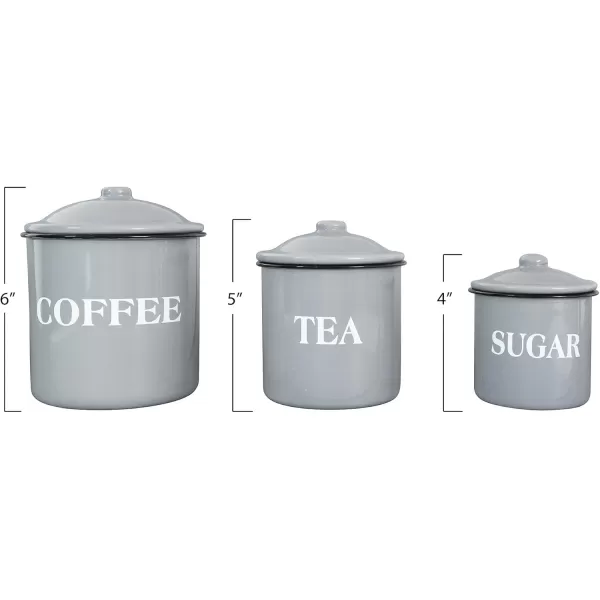 Creative CoOp Metal Containers with Lids Coffee Tea Sugar Set of 3 SizesDesignsGray