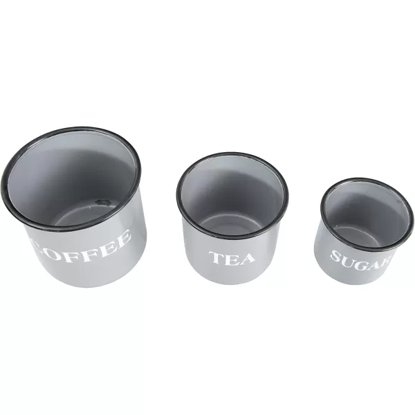 Creative CoOp Metal Containers with Lids Coffee Tea Sugar Set of 3 SizesDesignsGray