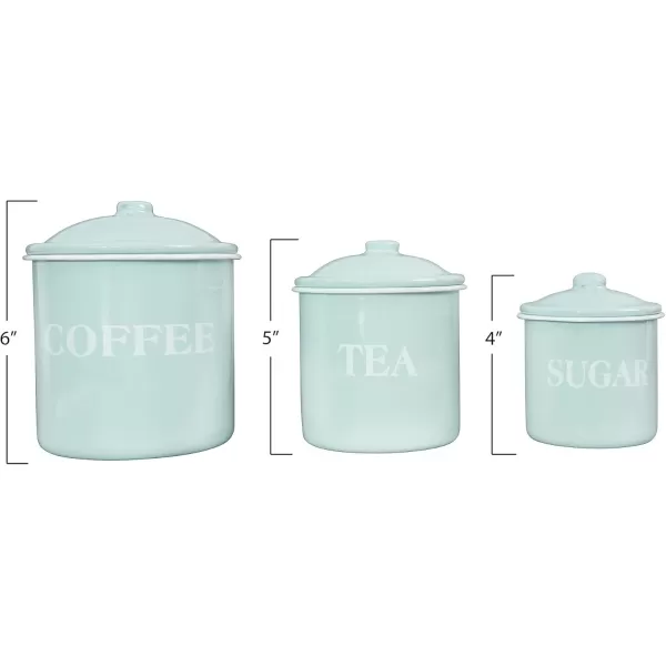 Creative CoOp Metal Containers with Lids Coffee Tea Sugar Set of 3 SizesDesignsMint Green