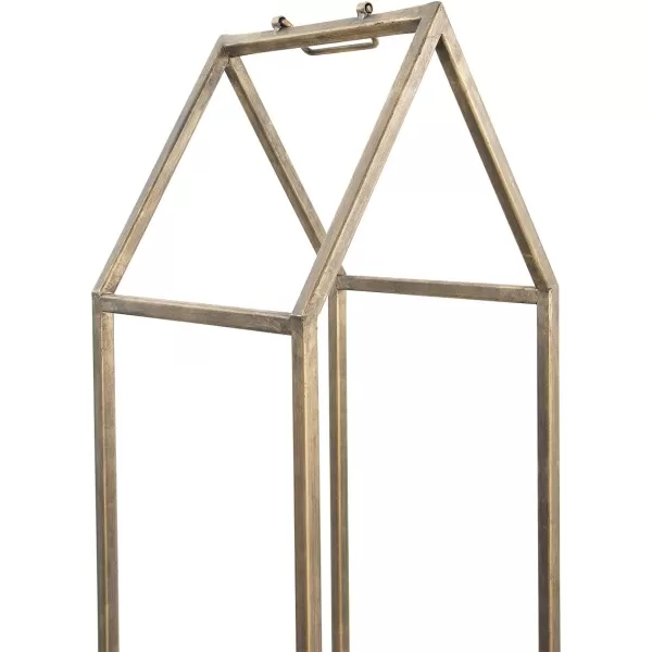 Creative CoOp Metal HouseShaped Fire Wood Holder with Handle Gold FinishGold