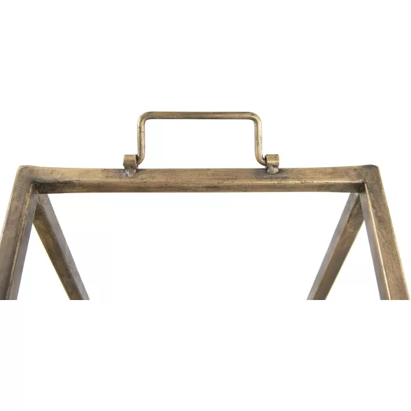 Creative CoOp Metal HouseShaped Fire Wood Holder with Handle Gold FinishGold