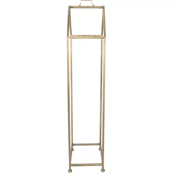 Creative CoOp Metal HouseShaped Fire Wood Holder with Handle Gold FinishGold