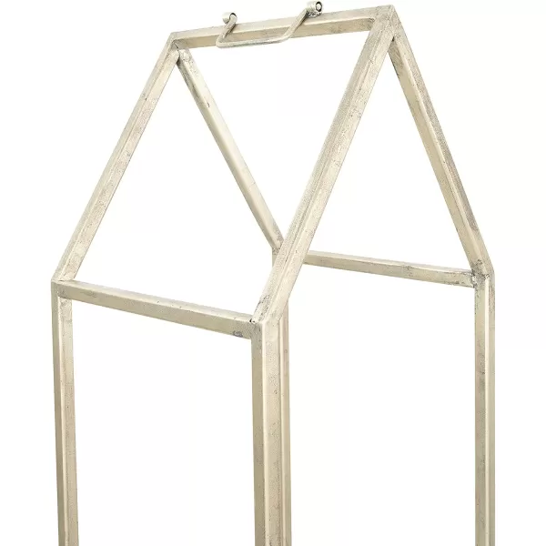 Creative CoOp Metal HouseShaped Fire Wood Holder with Handle Gold FinishNickel