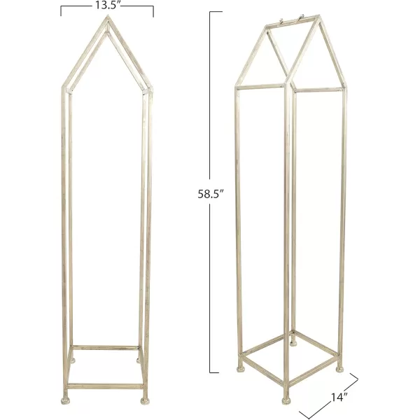 Creative CoOp Metal HouseShaped Fire Wood Holder with Handle Gold FinishNickel