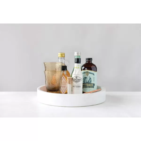 Creative CoOp Minimalist Round Carved Marble Tray or Charcuterie Board White 8quot8