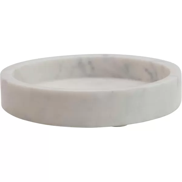 Creative CoOp Minimalist Round Carved Marble Tray or Charcuterie Board White 8quot8