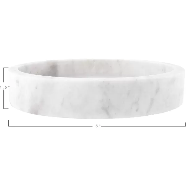Creative CoOp Minimalist Round Carved Marble Tray or Charcuterie Board White 8quot8