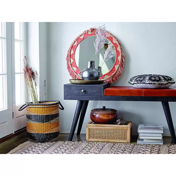 Creative CoOp Modern Decorative Square Woven Rattan and Wood Display Boxes with Glass Top Set of 2 Sizes Natural FinishNatural
