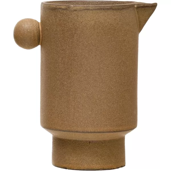 Creative CoOp Modern Small Stoneware Pitcher or Vase Putty Brown  24 ozMustard Taupe