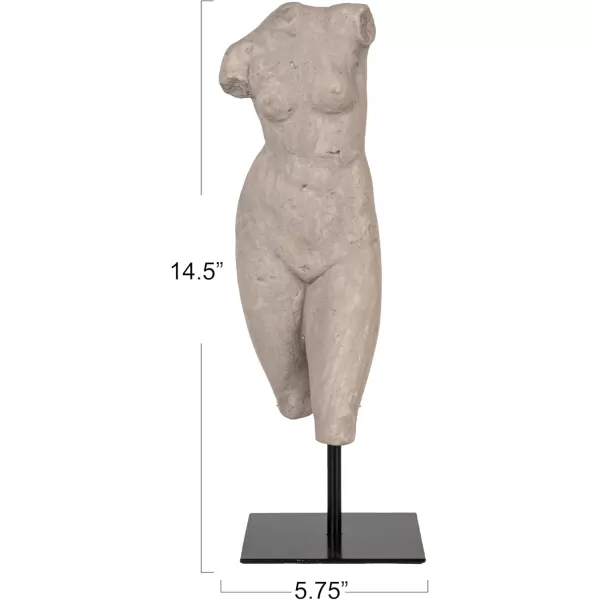 Creative CoOp Plaster Finish Resin Female Body Figure on Metal StandGrey Finish