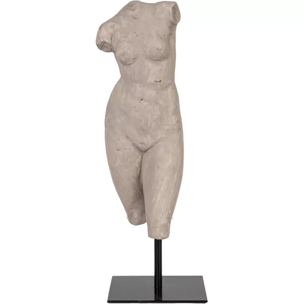 Creative CoOp Plaster Finish Resin Female Body Figure on Metal StandGrey Finish