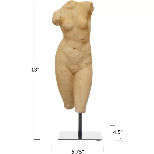 Creative CoOp Plaster Finish Resin Female Body Figure on Metal StandPlaster Finish
