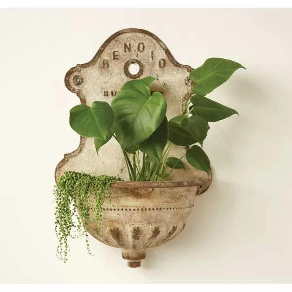 Creative CoOp Reproduction of Vintage Iron Wall Water FountainDistressed Cream