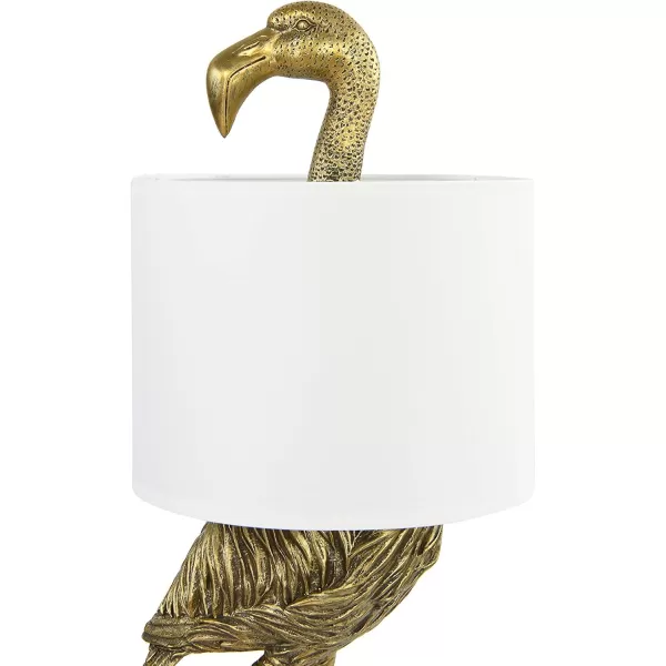Creative CoOp Resin Flamingo Table Lamp with Linen Shade Gold Finish 32quotTable Lamp