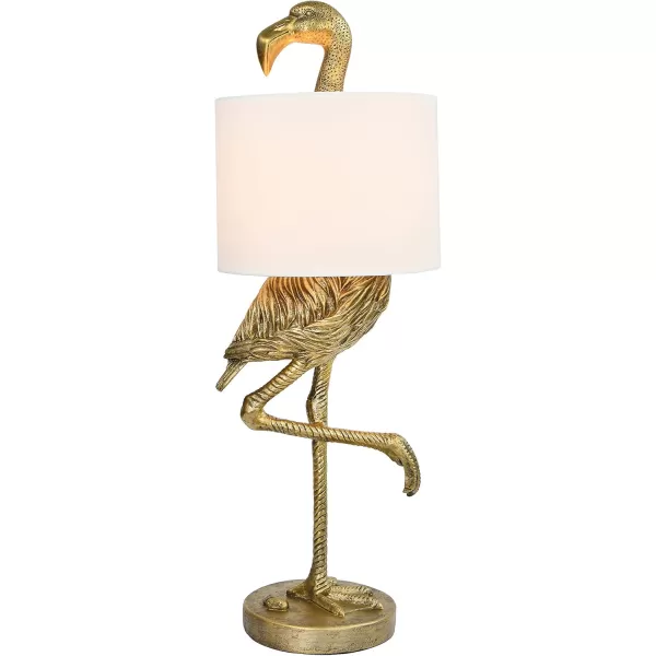 Creative CoOp Resin Flamingo Table Lamp with Linen Shade Gold Finish 32quotTable Lamp