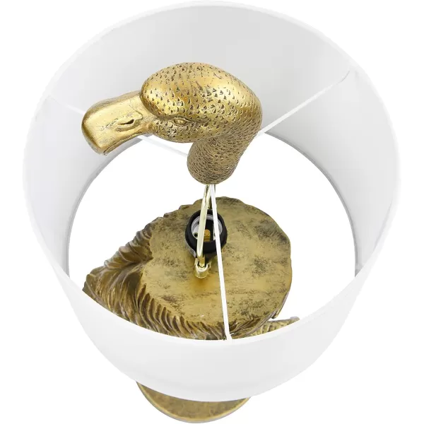 Creative CoOp Resin Flamingo Table Lamp with Linen Shade Gold Finish 32quotTable Lamp