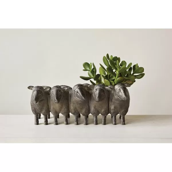 Creative CoOp Resin Sheep Planter with Distressed Iron FinishIron Sheep