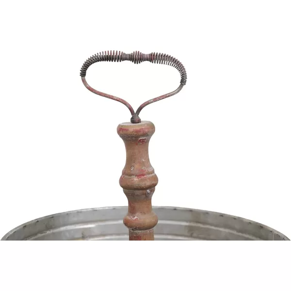 Creative CoOp Round Metal ampamp Wood Tray with HandleSilver
