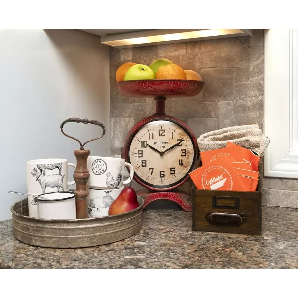 Creative CoOp Round Metal ampamp Wood Tray with HandleSilver