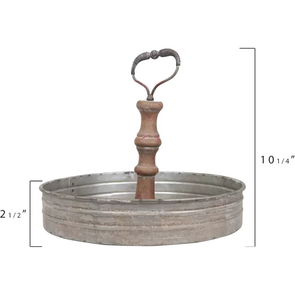 Creative CoOp Round Metal ampamp Wood Tray with HandleSilver