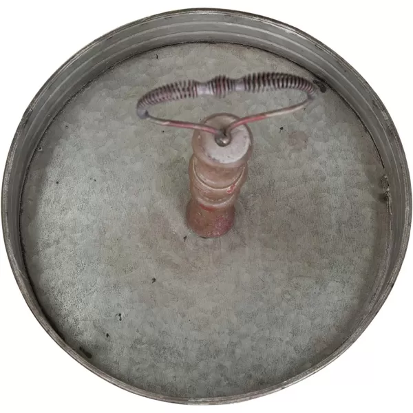 Creative CoOp Round Metal ampamp Wood Tray with HandleSilver