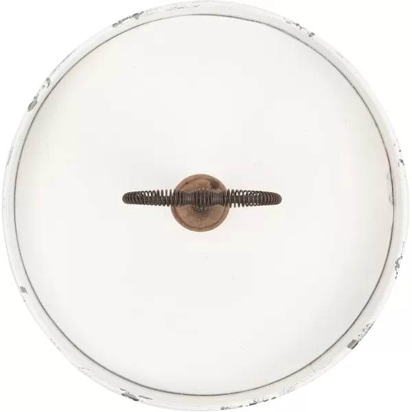 Creative CoOp Round Metal ampamp Wood Tray with HandleWhite