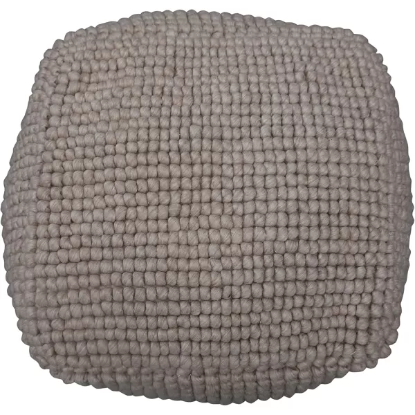 Creative CoOp Square Wool Beige PoufSand