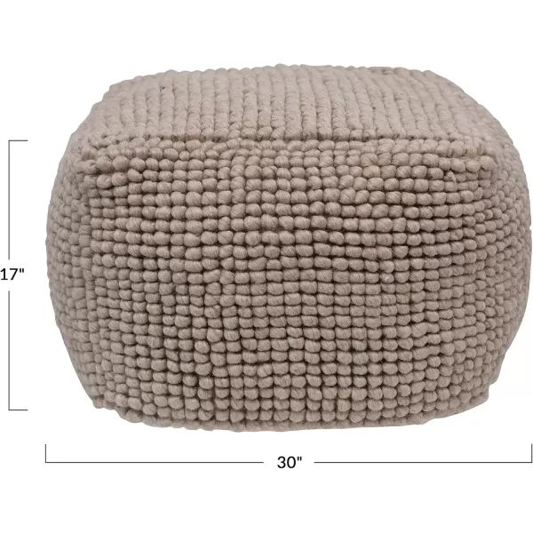 Creative CoOp Square Wool Beige PoufSand